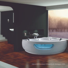 Indoor Corner Bathroom SPA Massage Bathtub with Under Water Light